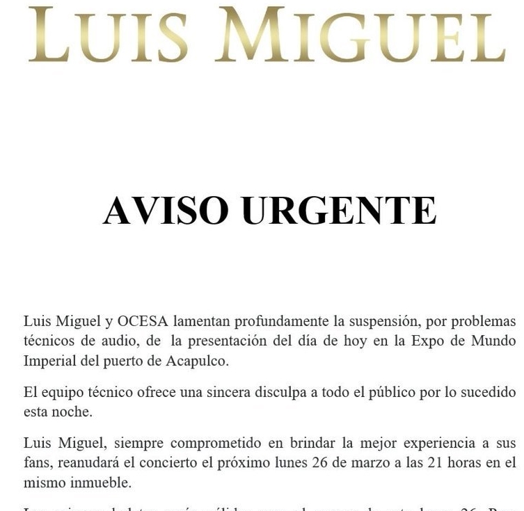 El vergonzoso concierto de Luis Miguel en&nbsp;Acapulco